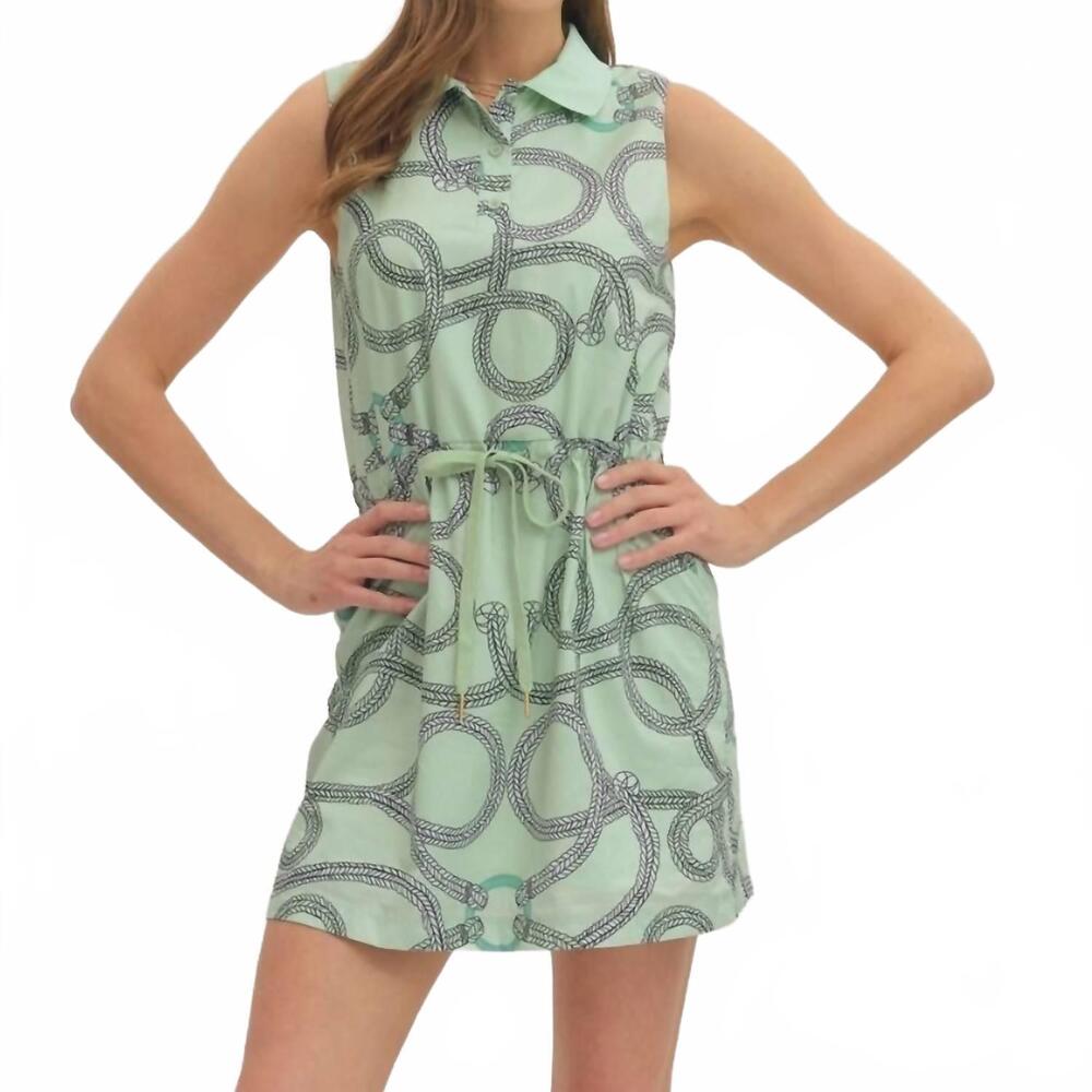 NEW ENTRO caroline rope print mini dress in mint